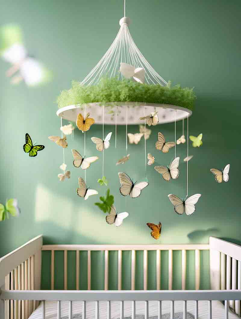 baby mobile natural butterflies